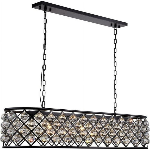 Island Pendant MADISON 7-Light Mocha Brown Clear Crystal Polished Nickel EL-3539