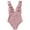 Pink, variant on One Piece Swimsuit Women, Bathing Suit for Women, Summer Women's Ruffle Sling V-neck One Piece Swimsuit Tummy Control Solid Color Bikini Swimsuit