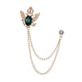 thumbnail image 2 of Broche de solapa jinwen traje metal con cadena Oro y verde, 2 of 8