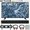 LG UP7000PUA 43 inch Series 4K Smart UHD TV (2021) Bundle with LG SK1 2.0-Channel Compact Sound Bar with Bluetooth, 37-70 inch TV Wall Mount Bracket Bundle and 6-Outlet Surge Adapter