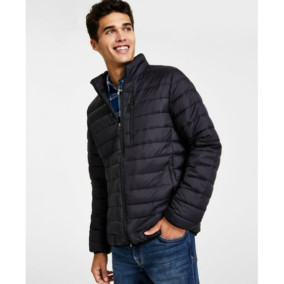 Club Room Mens Quilted Puffer Jacket, Blue, Small