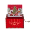 thumbnail image 1 of Caja de música con forma de escena de nieve navideña, manivela de madera, 1 of 1