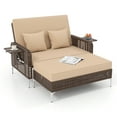 thumbnail image 6 of Gymax 2PCS Wicker Loveseat & Storage Ottoman w/ 4-Level Backrest & Soft Cushion Beige, 6 of 9