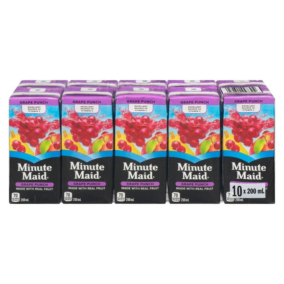 Punch aux raisins Minute Maid, boîte à boire de 200 ml, paquet de 10 200 x ml