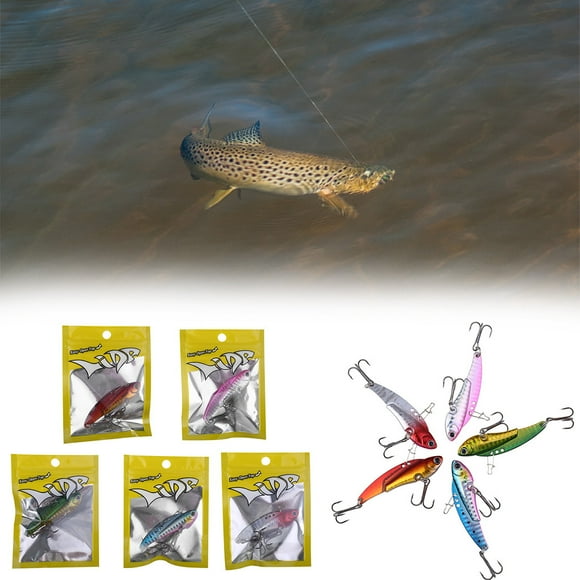 Cagogo Moins de 5$ 3 Pcs Leurre de Pêche en Métal VIB, 20g Leurre de Pêche en Métal VIB Coulant, Appât Dur Hameçons Triples pour Bar Truite, Action de Natation Réaliste Eau Douce Eau Salée, Boîte à Accessoires Essentielle pour les Pêcheurs