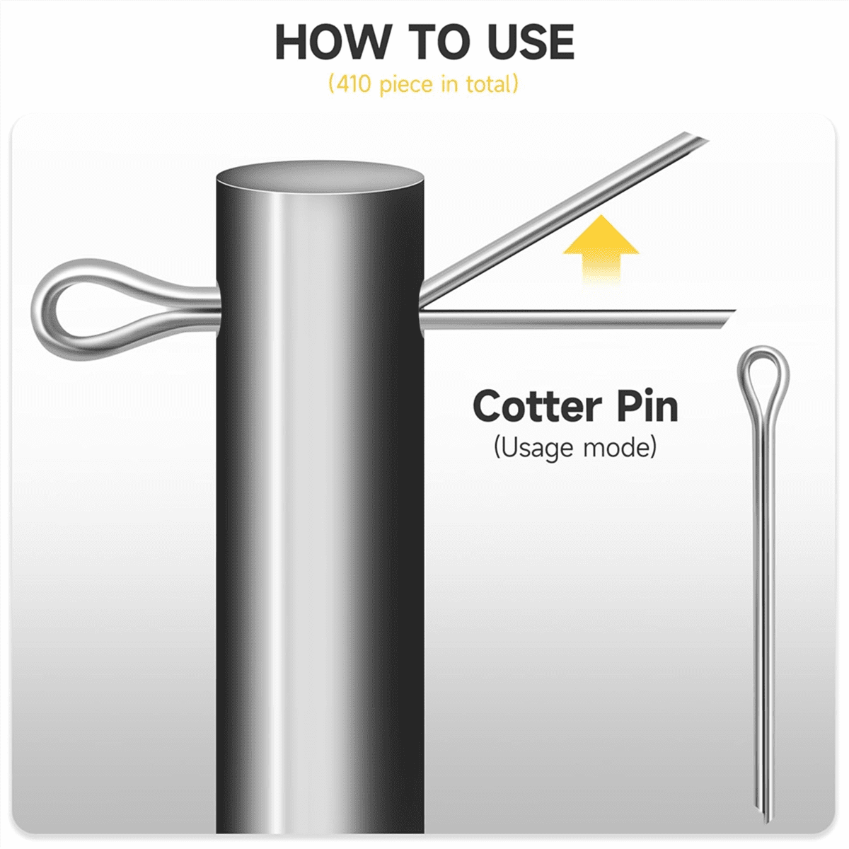 410Pcs Cotter Pin Assortment Kit, Metal Cotter Pins, Hardware Pins Cotter Pin Set for Trucks, Hitch Pin Lock System