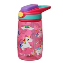 Opard Kids Water Bottle, BPA Free Tritan 13.5oz Water Bottle with Leakproof Lid, Straw & Carrying Loop for Toddlers