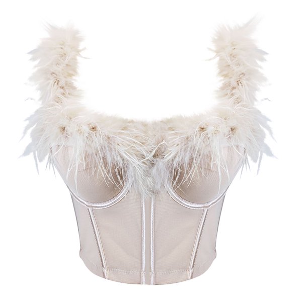 Sujetador moldeador de cintura para mujer con diseño de espiga de plumas y banda para el pecho y la cintura.
