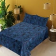 thumbnail image 2 of Ambesonne Monstera Leaves Fitted & Flat Sheet with Shams 4 Pcs Set, Night Jungle Palm, Full, Dark Blue Sea Blue, 2 of 5