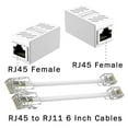 thumbnail image 4 of Adaptateur RJ45 Femelle vers RJ11 Mâle pour Rallonge de Câble Ethernet, Convertisseur, Adaptateur de Câble, Coupleur en Ligne RJ45, Répartiteur Ethernet, Répartiteur de Réseau, 4 of 4