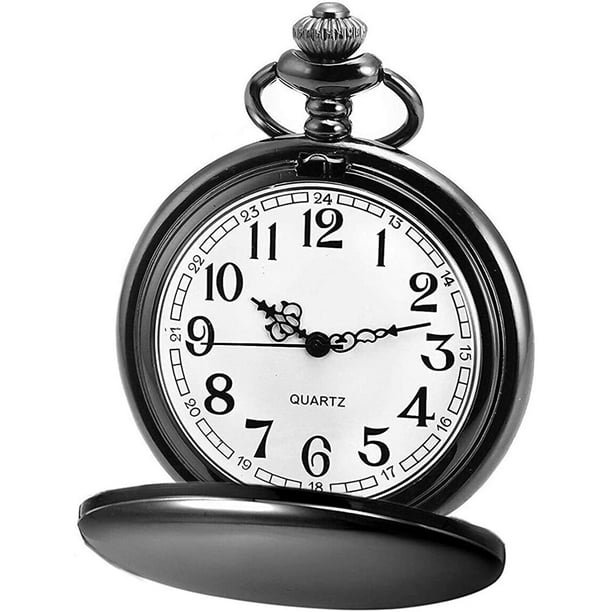 Classic Smooth Vintage Pocket Watch Sliver Steel Men Quartz Watch