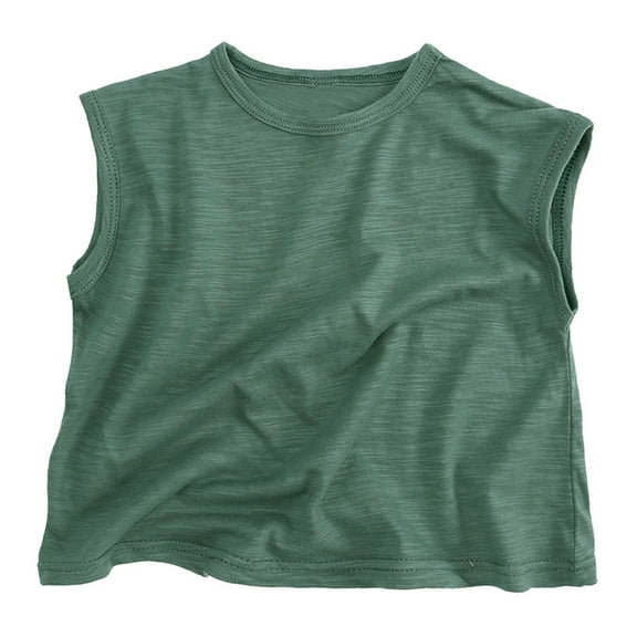 LLYwey Sleeveless T-Shirts - Toddler Boys Girls Summer Tanks - Kids Casual Solid Color Crew Neck Sleeveless Tank Tops Soft Undershirts, T-19, Green-a, 3T