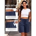 thumbnail image 4 of NELEUS Womens Plus Size 9" Bermuda Shorts Waffle Knit High Waisted Breathable Lounge Casual Shorts with Pockets,Navy Blue,US Size 2XL, 4 of 11