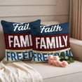 thumbnail image 2 of Independence Day Pillow Covers 2 Pack U.S. Flag Faith Family Freedom Wood Grain Pillowcase Waterproof Outdoor Throw Pillow Cover for Patio Garden Square Cushion 24”x24”, 2 of 9