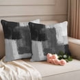 thumbnail image 2 of Black Abstract Outdoor Waterproof Pillow Covers, Grey Geometric Oil Painting Vintage Ombre Decorative Square Throw Pillowcase Sofa Cushion Sham for Patio/Couch/Chair, 16"x16" 2 Pack, 2 of 8