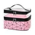 thumbnail image 2 of Makeup Bag Double Layers Transparent Large Capacity Zipper Geometric Store Cosmetic Colorfast Travel Geometric Cosmetic Bag for Office, 2 of 8