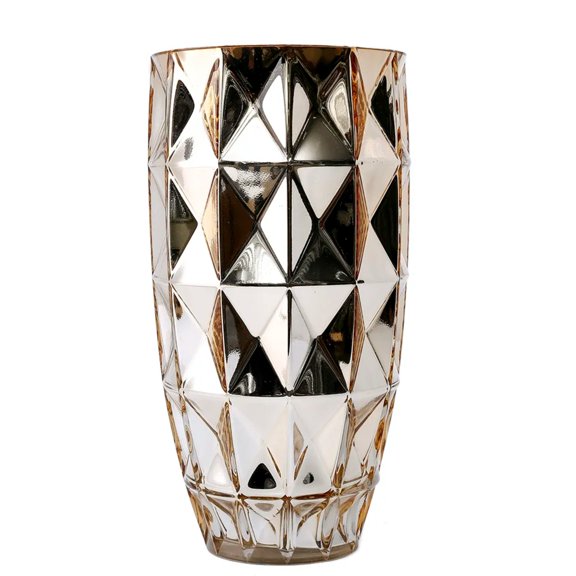 CC Home Furnishings Handblown Geometric Tapered Glass Vase - 12.5" - Gold