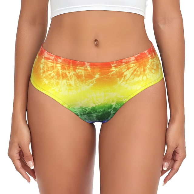 Fotbe Colorful Tie Dye Calzones Estampados para Mujer – Ropa Interior de Algodón, Cómoda, Suave y Elástica-X-Large