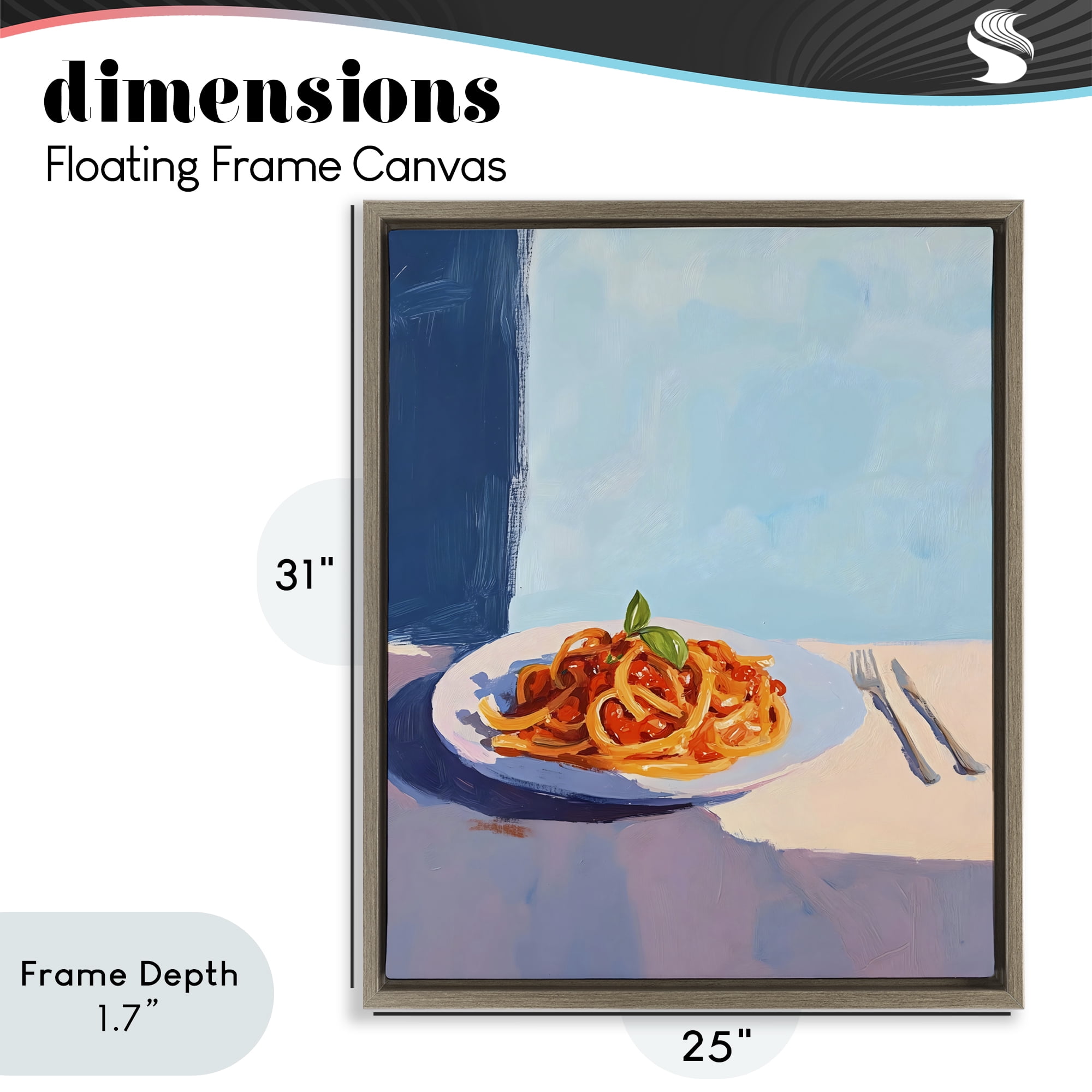 Stupell Industries Italian Spaghetti on Plate Brown Framed Floater Canvas Wall Art, design by The Prints Vibe