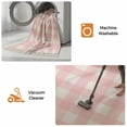 thumbnail image 5 of Pink Buffalo Plaid Bathroom Rug 2'x3', Farmhouse Pink White Checkered Low Profile Front Entryway Rug with Tassels, Woven Cotton Washable Kitchen Mat Carpet for Foyer Bedroom Back Door Decor, 5 of 9
