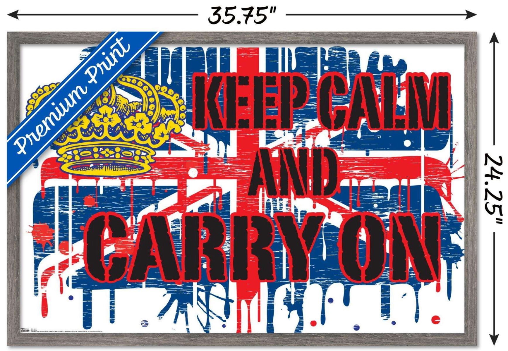 Keep Calm Wall Poster, 22.375" x 34", Framed