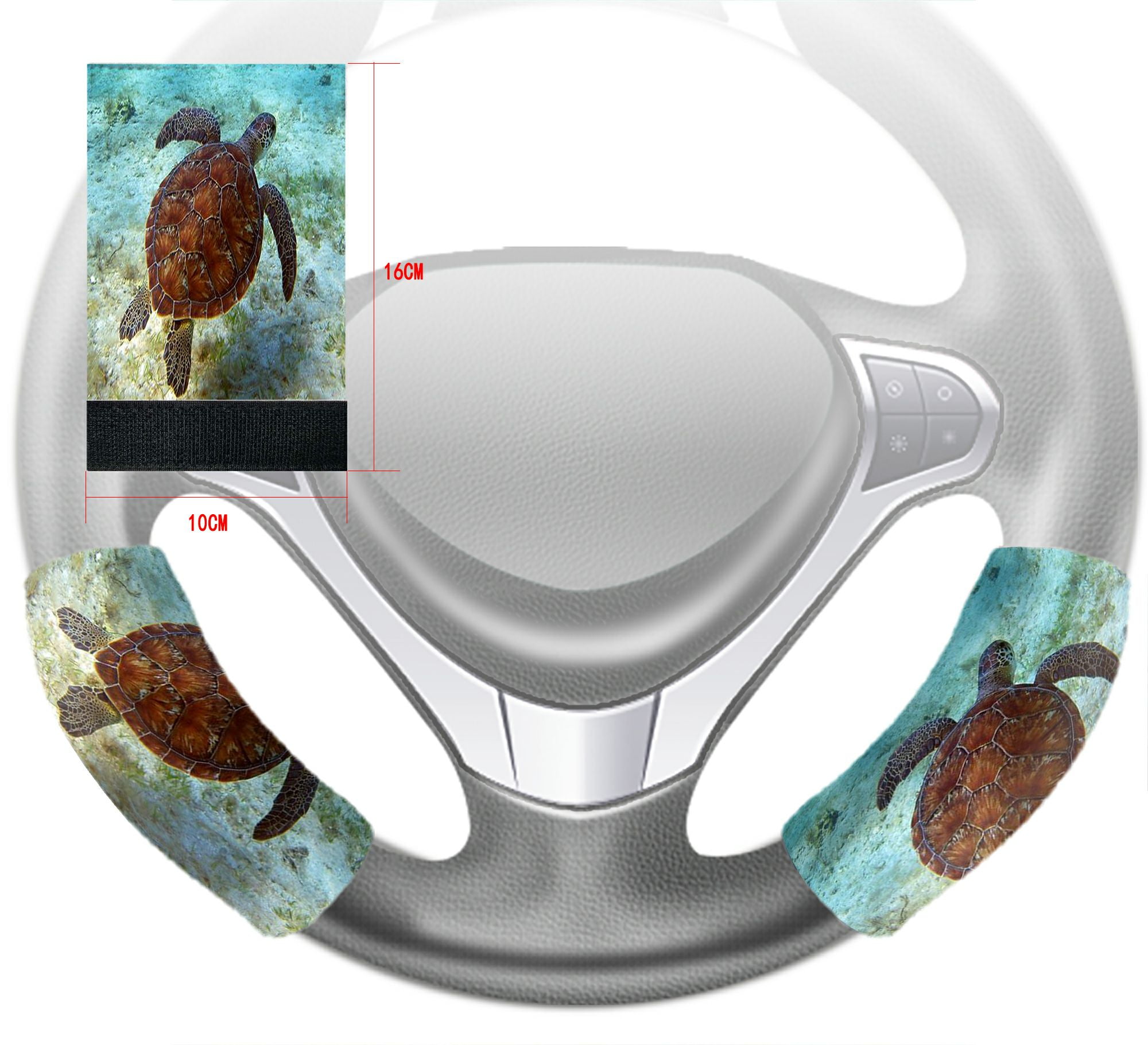 ZKGK Sea Turtle Steering Wheel Cover Hook and Loop Covers For Car Size