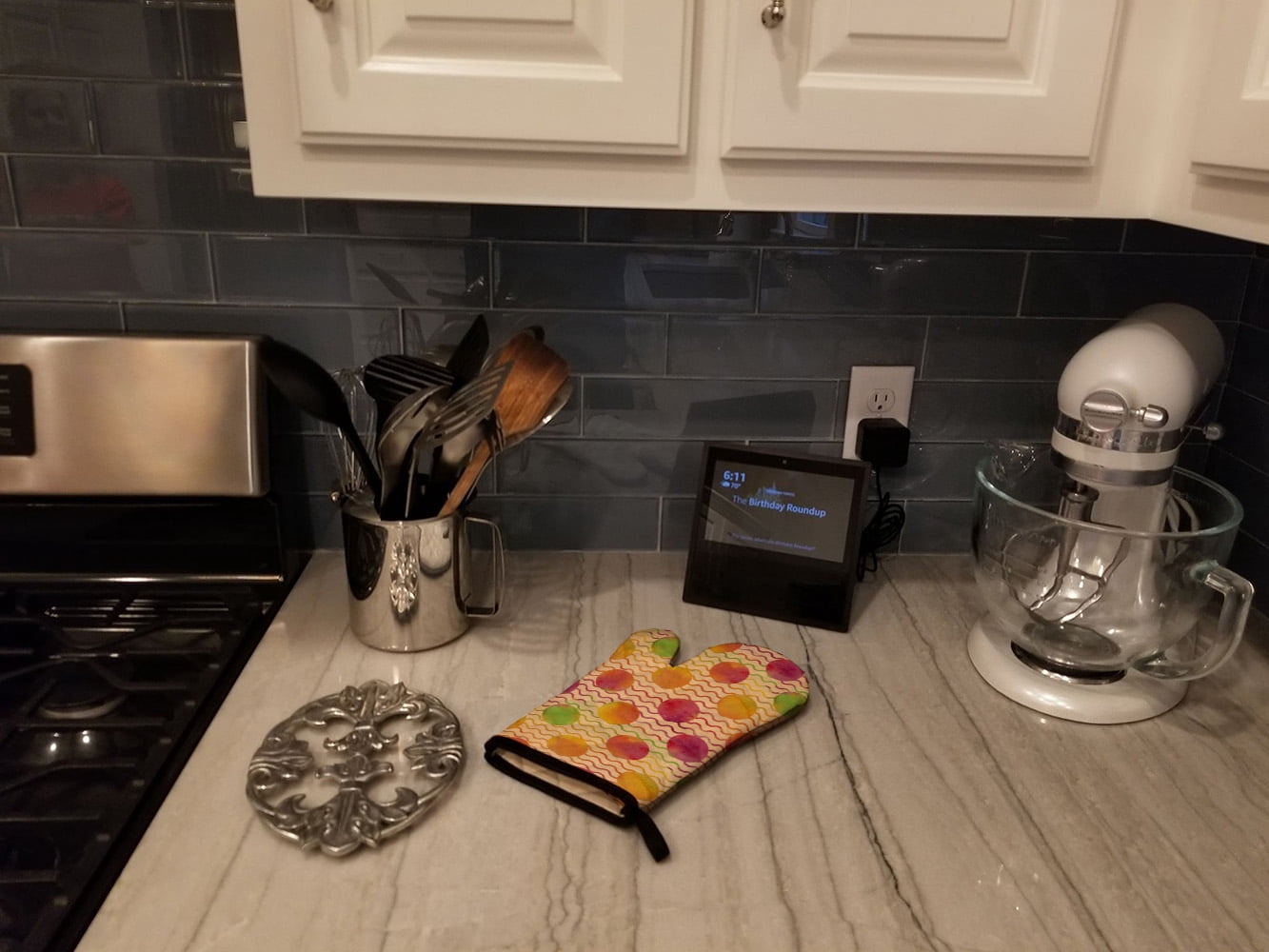 Watercolor Rainbow Dots and Sqiggles Oven Mitt