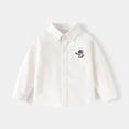 thumbnail image 4 of felwors Toddler Children's Cotton Shirts for Boys and Girls Long Sleeved Lapel Tops Baby Button Coats Casual Cartoon (White,7-8 Years), 4 of 7