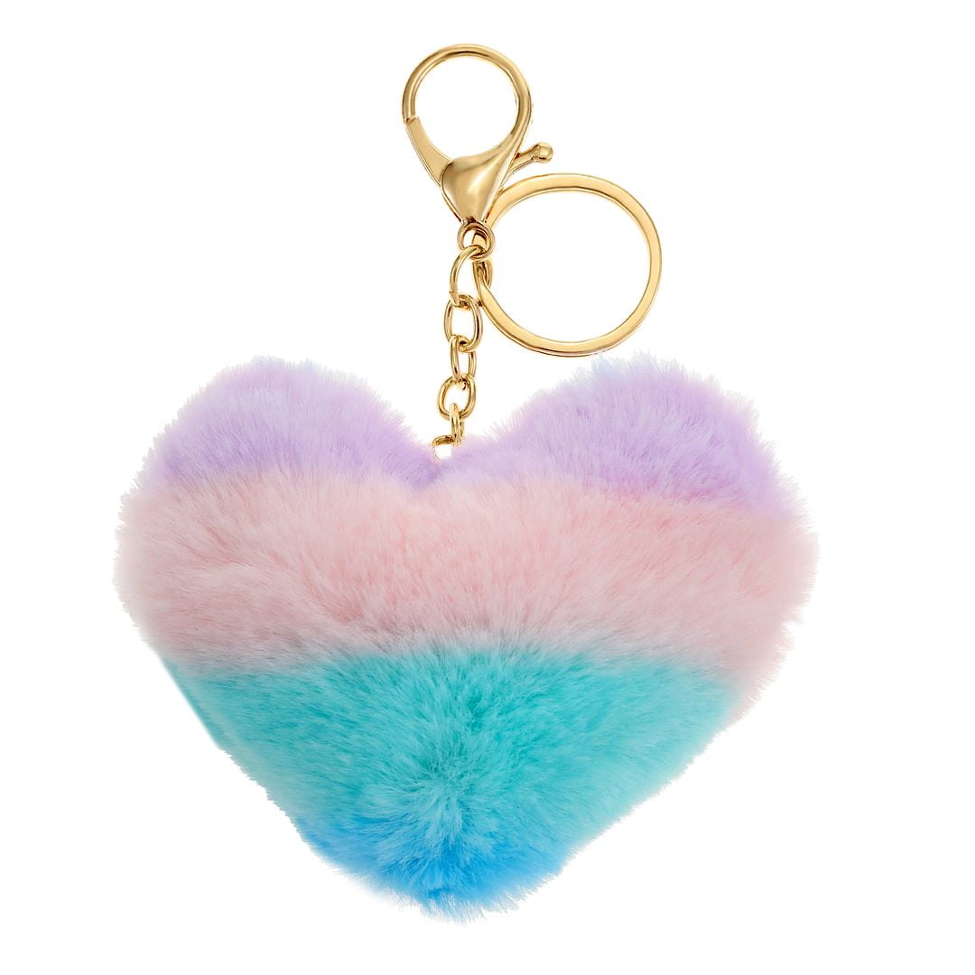 No Boundaries Heart Puff Key Ring with Clip, Multi-colored
