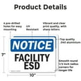 thumbnail image 2 of (2 Pack) Facility ESD OSHA Notice Sign 10 Inch X 7 Inch Indoor / Outdoor Rust-Free Aluminum Metal Signs for Workplace, Workshop, and Construction Site, Made in the USA, 2 of 8