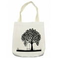 thumbnail image 1 of Tree Tote Bag, Tree Silhouette with Swing Illustration Flowersnd Grass Monochrome Pattern, Cloth Linen Reusable Bag for Shopping Books Beach and More, 16.5" X 14", Cream, by Ambesonne, 1 of 2