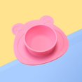 thumbnail image 3 of Platos antideslizantes de silicona para bebé, plato con ventosa, manteles individuales con ventosa en forma de oso bonito para niños (rosa), 3 of 3