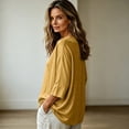 thumbnail image 4 of Bixock 3/4 Length Sleeve Tops for Women V Neck Blouses Sequin Loose Ligh Weight Going Out Tops Dressy Evening Shirt Glitter Party Outfits Women Clothings Size L, 4 of 6