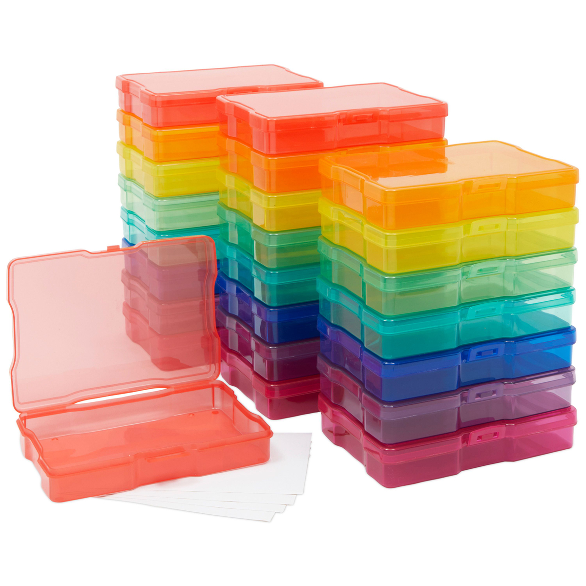 24 Pack Rainbow Photo Storage Box Holder for 4x6 inch Pictures, Plastic