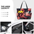 thumbnail image 4 of Ratiio Colorful Floral Flamingo Print Large Capacity Beach Travel Bag, Polyester Waterproof Tote Bag with Zipper for Vacation and Daily Use, 4 of 6