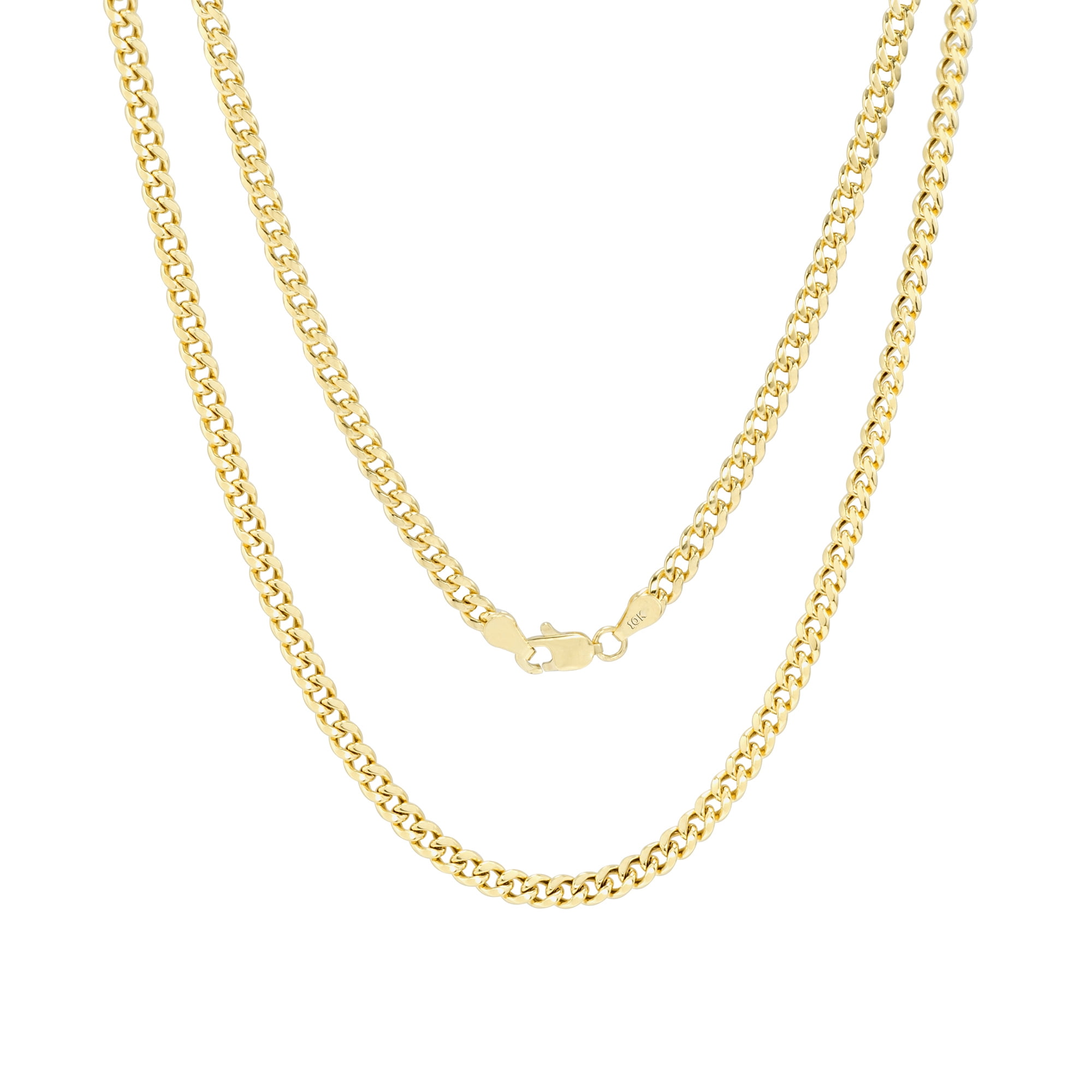 10K Solid White Gold Men Women 4mm Cuban Link Chain Necklace Size 16"-36" 