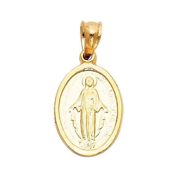 14KY Gold Religious Milagrosa Pendant | Yellow Gold Charm Pendant for Necklace Chain | Gift for Men Women | 15 x 11 MM | 1.6 grams