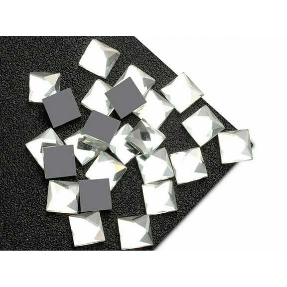 U8MO 100 Clear Faceted Square Flatback Glass Crystal Rhinestone Gems 10X10mm No Hole