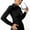 *Black, variant on Women's Collared V Neck Flare Long Sleeve Button Down Blouse,Solid Color Slim Fit Casual Work Shirt Army Green,Women's Plus XXL