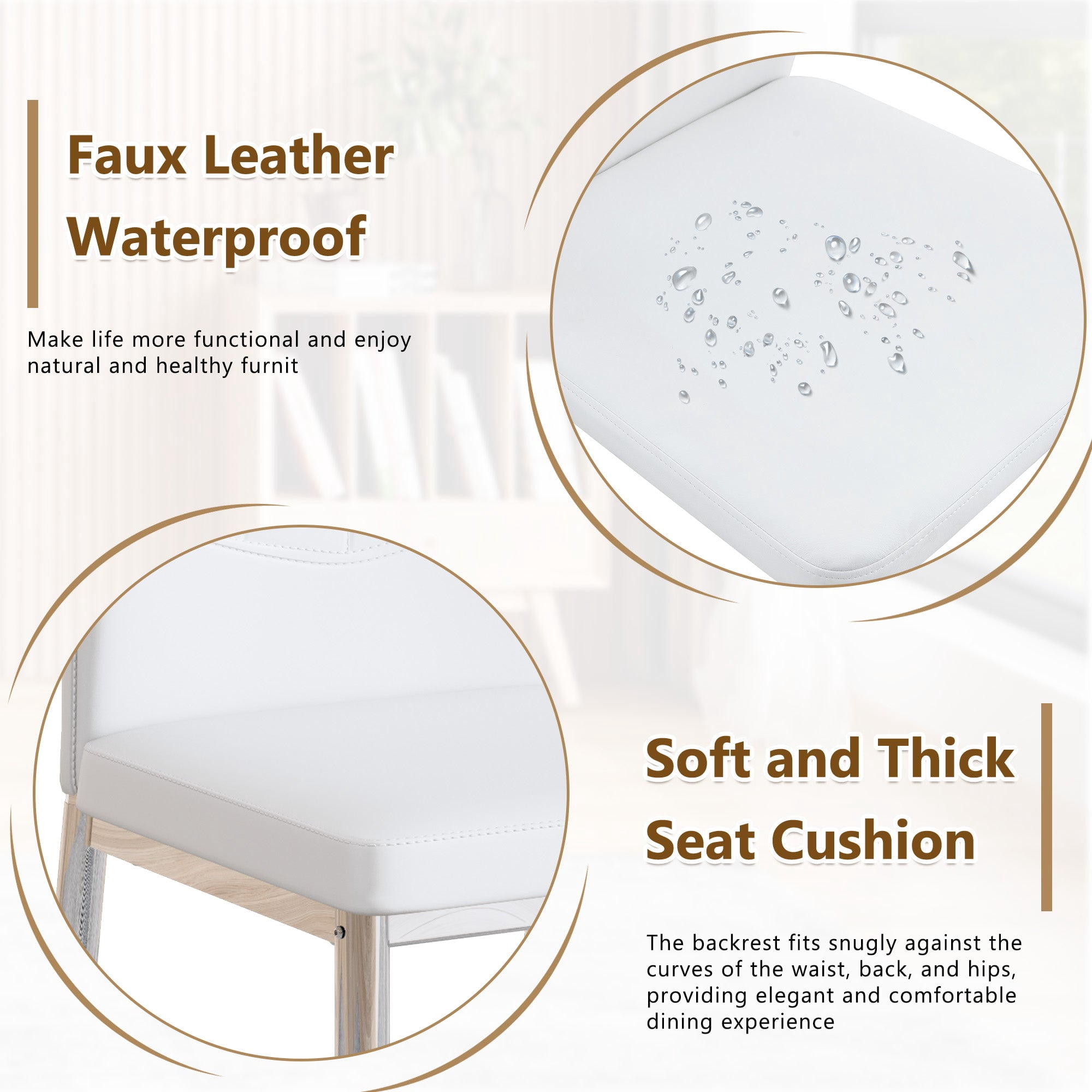 Sailvan Dining Chairs - 37 Inch Ergonomic PU Backrest