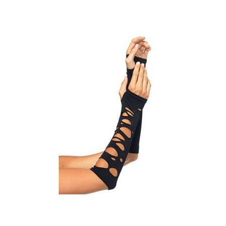 Leg Avenue Women's Distressed Arm Warmers, Black, One