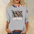 thumbnail image 2 of Youpwaven America 250th Anniversary Women's 3/4 Sleeve Top, USA 250 Years Patriotic Graphic Shirt, 4th of July Waving Flag Crew Neck Tee with Contrast Trim, 2 of 7