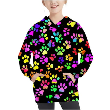 

Geire Children Unisex Hoodie Sweatshirt Fall New Colorful Printed Classic Sweatshirt Kids Fashion Long Sleeve Pullover Tops with Pockets for Girls & Boys