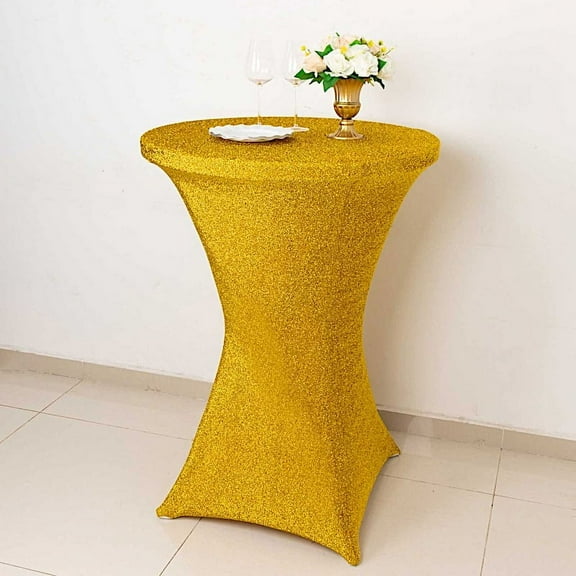 Balsa Circle Cocktail Spandex Fitted Stretchable Elastic Tablecloth Gold