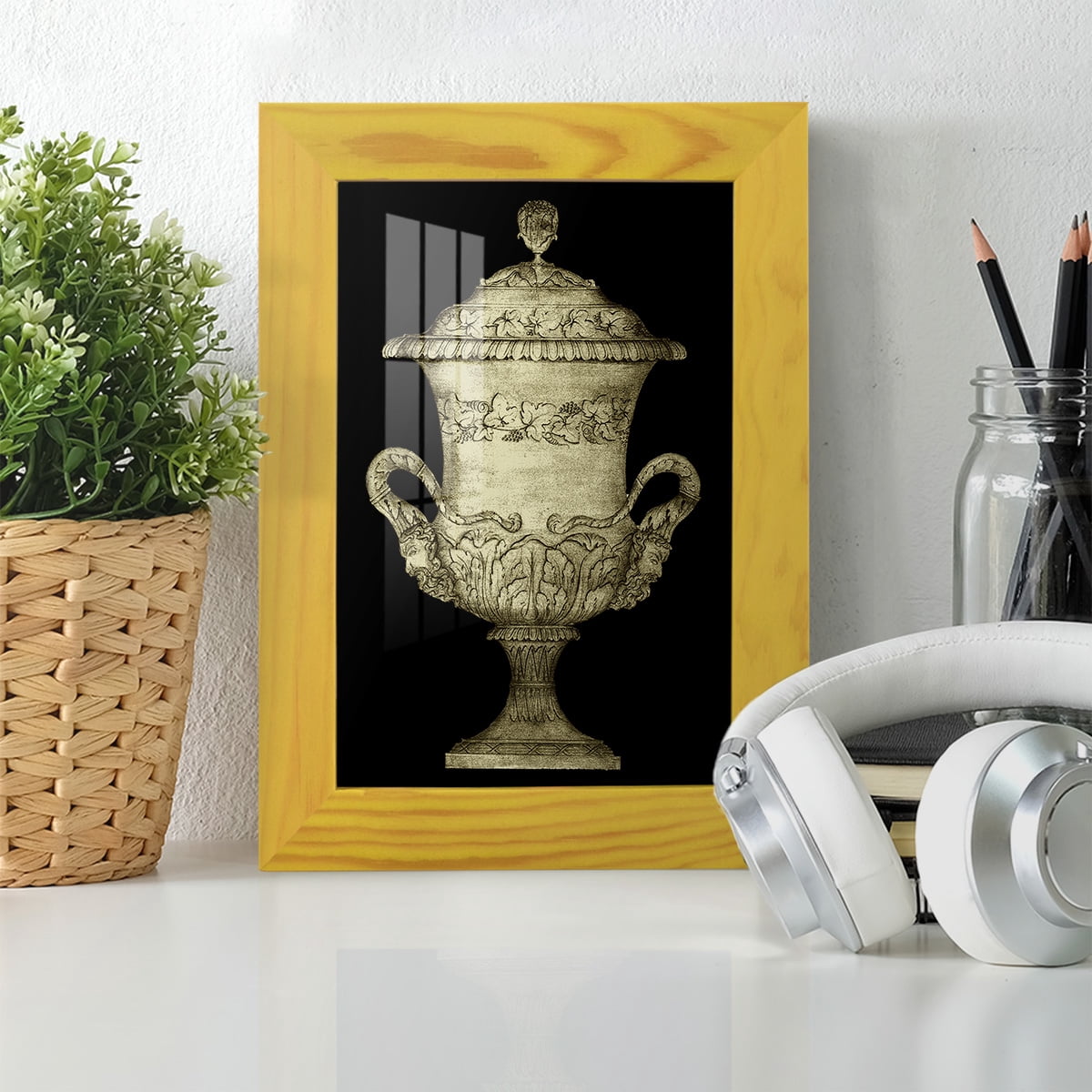 Garden Antiquities IV -Framed Print w/glass-Sunflower Yellow