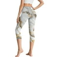 thumbnail image 2 of SCRAWLGOD Marble Print Golden White High Waisted Leggings for Women Tummy Control Elastic Yoga Pants with Pockets Buttery Soft Yoga Pants for Workout Athletic Running, 3XL, 2 of 7