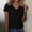 Black, variant on Women's Short Sleeve V Neck Casual Tops Blouses Loose Fit Tee Shirts Plus Size Under 10