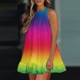 thumbnail image 1 of Vestidos de verano para mujer Tirantes con cordones Ajustar el dobladillo con volantes inferior Sin mangas Vestido de fiesta con lazo Mini vestido Pompotops  qyievc1352, 1 of 8