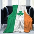 thumbnail image 1 of Couverture en Molleton Drapeau Irlandais Trèfle Jeté Peluche Duveteux Super Doux Réversible Microfibre Flanelle Couvertures 60"x50 Pouces, 1 of 4