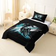 thumbnail image 3 of Castle Fairy Graffiti Dirt Bike Twin Comforter Sets 3-Piece for Boys, Teal Splash Print Bedding Set for Bedroom, Teal Black,Black Reversible, 3 of 6
